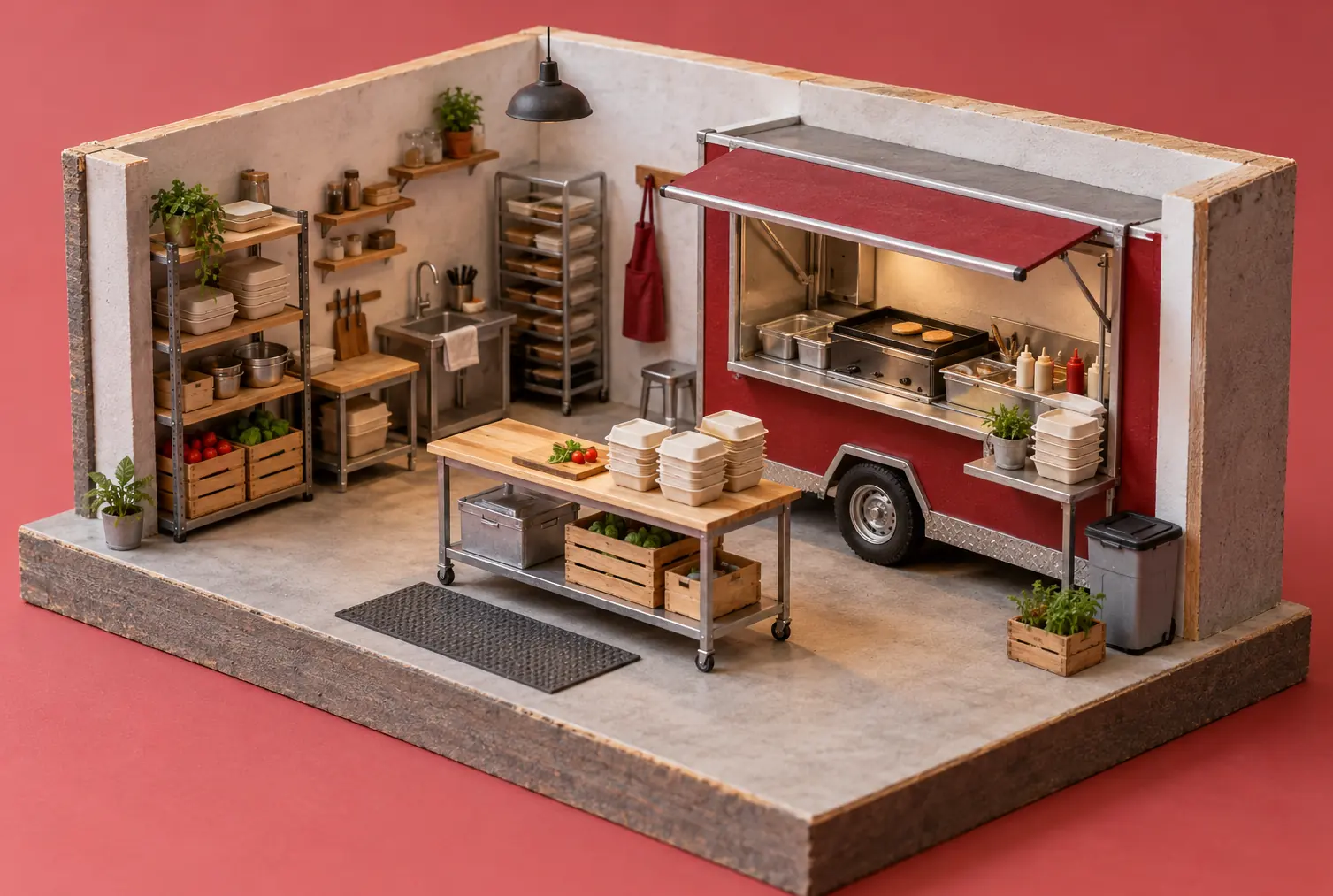 Illustration of mobile food businesses and their working space